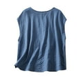 thumbnail image 4 of cfhntfmh Tank Tops for Women Cotton Linen Casual Sleeveless Round Neck Shirts Fashion Pleated Flowy Summer Blouses, 4 of 4