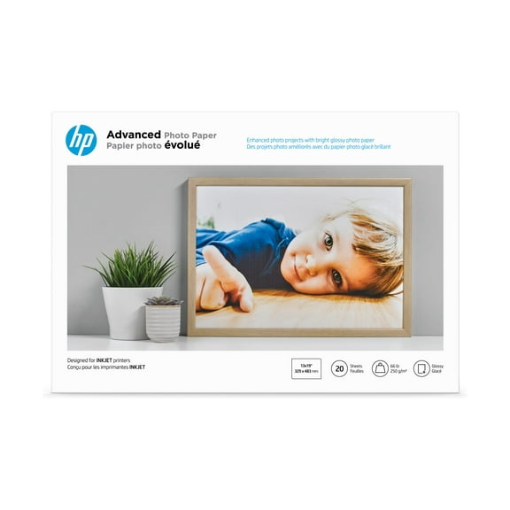 HP Advanced Glossy Photo Paper |20 Sheets|330 x 483 mm (13 x 19 in)|CR696A