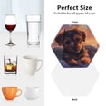 thumbnail image 6 of Lsque Puppy Lying On A Cloud Pattern 4" Drink Coasters Set of 4, PVC Leather Absorbent Coasters, Table Coaster Set Decorative Coffee Cup Coasters Housewarming Gift -Hexagon, 6 of 6