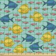 thumbnail image 2 of Underwater Sofa Upholstery Fabric by the Yard, Sea Ocean Life Theme Colorful Nautical Marine Exotic Fishes Drawing, Decorative Fabric for DIY and Home Accents, Pale Teal Multicolor by Ambesonne, 2 of 5