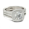 thumbnail image 6 of Eclet Jewes 2 Ct Cushion Cut Moissanite Ring for Her - 14K White Gold Plated Rings - Double Shank Engagement Ring with Matching Band for Women's - Beautiful Cushion Halo & Surprise Moissanite Rings, 6 of 10