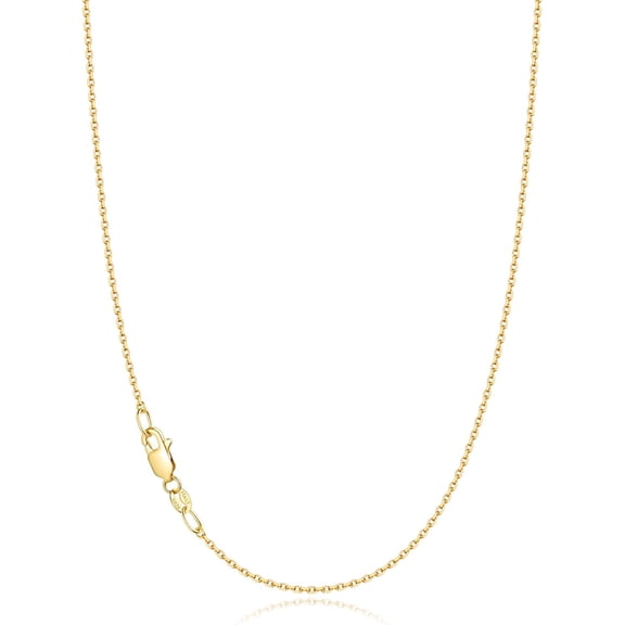 Solid 18K Gold Over 925 Sterling Silver Chain Necklace For Women, 1.1Mm Cable Chain Necklace Thin & Dainty & Sturdy Women'S Chain Necklaces, 14/16/17/18/20/22/24 Inches[o7559]