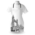 thumbnail image 3 of Vintage Apron Old Fashion London Tower Bridge Sketch Architecture British UK Scenery Art Print, Unisex Kitchen Bib Apron with Adjustable Neck for Cooking Baking Gardening, Black White, by Ambesonne, 3 of 3