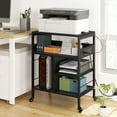 thumbnail image 1 of Support d'Imprimante Amovible avec Prises Électriques et Ports de Charge USB, Table d'Imprimante Roulante à 4 Niveaux avec Étagère de Rangement et Roues, 1 of 8