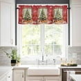 thumbnail image 6 of Christmas Red Kitchen Curtains and Valances Set, Rod Pocket Curtains Tier Farmhouse Window Curtains 36 Inch Length, Xmas Green Pine Tree Ball Snowflake 3 Piece Kitchen Curtains Set, 6 of 6