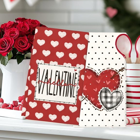 Upgraded 2-pack Happy Valentines's Day Kitchen Towels 23.6x15.8 Inches Drying Cloth Tea Towel Suitable For Cooking And Baking Q