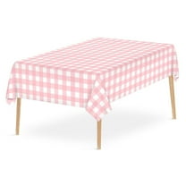Comefolife Gingham Tablecloth Pink and White Checkered Tablecloths 54 x 108 Inches Disposable Plastic Gingham Tablecovers Waterproof Rectangle Picnic Table Covers for Birthday Party Supplies