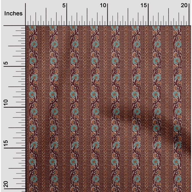 oneOone Polyester Lycra Fabric Leaves & Floral Block Printed Craft Fabric BTY 56 Inch Wide