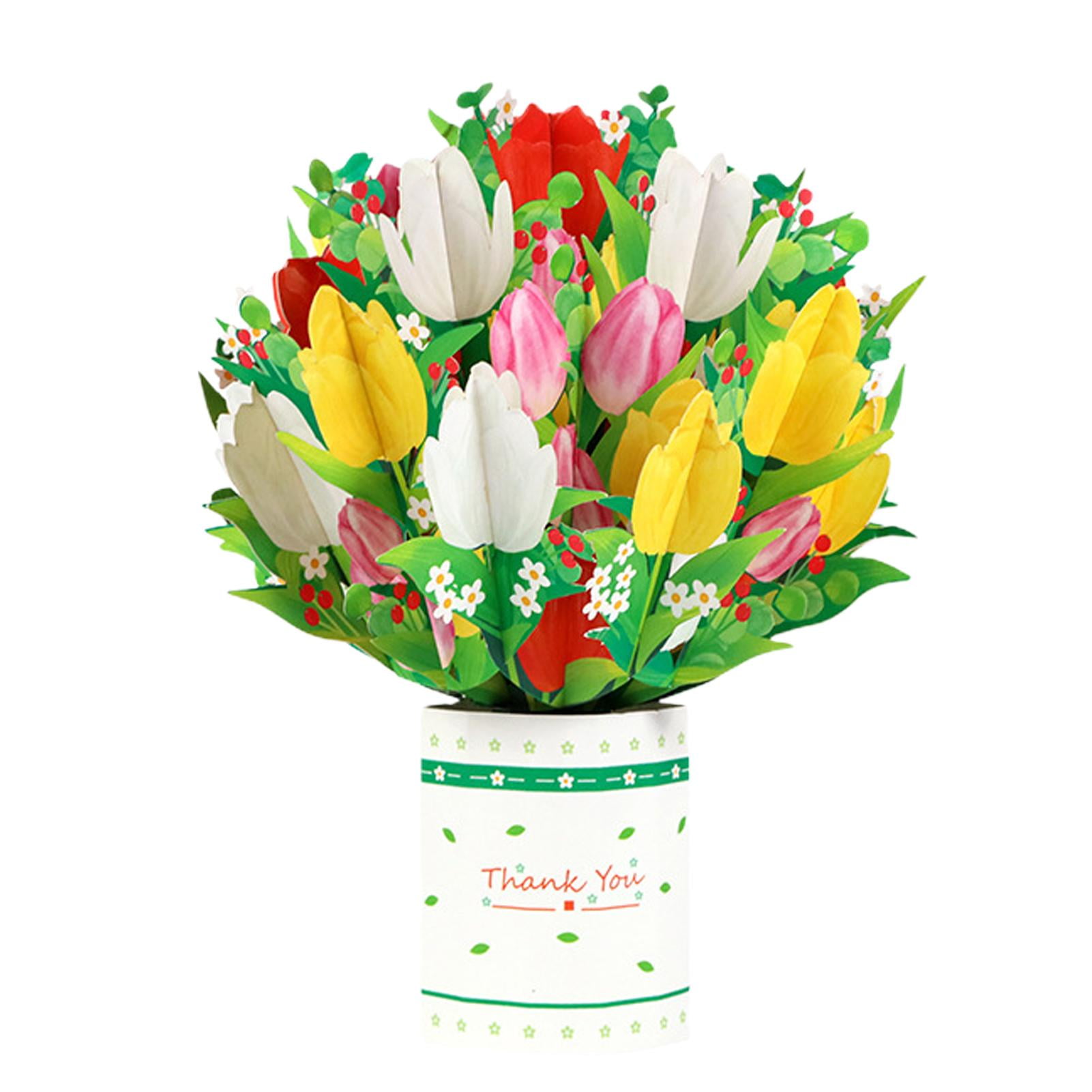 Pop Up Flower Bouquet Card Handmade 3D Flower Greeting Cards with