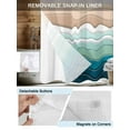 thumbnail image 3 of No Hook Cloth Fabric Shower Curtain with Snap in Liner, Teal Blue Ombre Stripe Waterproof Shower Curtains Set with See Through Top Window, Abstract Summer Beach Coastal Bath Curtains Shower 72"x72", 3 of 6