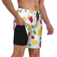 thumbnail image 2 of Kdxio Strawberry And Lemon Print Men'S Swim Trunks With Compression Liner 7 Inch Inseam Quick Dry Swim Shorts, 2 of 7