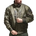thumbnail image 2 of Yuaguia Men's Baseball Jacket, Tactical Flight Bomber Windbreaker Jacket, Stand Collar Outerwear, Military Style Casual Spring Coat for Outdoor Sports, Hiking, and Everyday Wear, Army Green M, 2 of 6