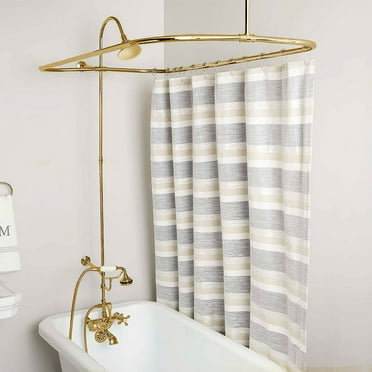 Mason Hill 54 Inch Clawfoot Tub Wall Mount Shower Enclosure with Faucet and Watering Can Shower Head