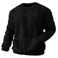 thumbnail image 4 of ZCFZJW Men's Slim Fit Crewneck Pullover Sweater Winter Thick Warm Casual Chunky Cable Knit Comfort Heavy Long Sleeve Sweaters with Kangaroo Pockets Black M, 4 of 6
