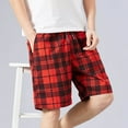 thumbnail image 5 of BOOMNY Mens Shorts Casual Plaid Prints Oversized Elastic Waist Drawstring Beach Shorts For Man Soft Loose Fit Summer Workout Shorts Comfy Mens Dailywear, 5 of 5
