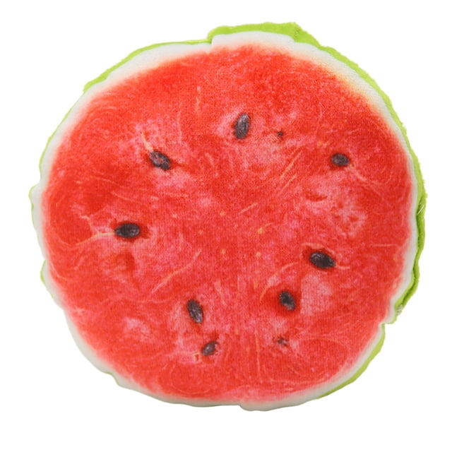 Juguete de peluche de fruta para perro, interactivo, suave, resistente a las mordeduras, con sonido chirriante, para perros pequeños, medianos y grandes, con forma de sandía.