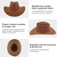 thumbnail image 3 of Sombrero de vaquero, sombrero de vaquero de gamuza, sombrero de vaquero de ala ancha de fieltro occidental para hombres y mujeres, marrón, 3 of 4