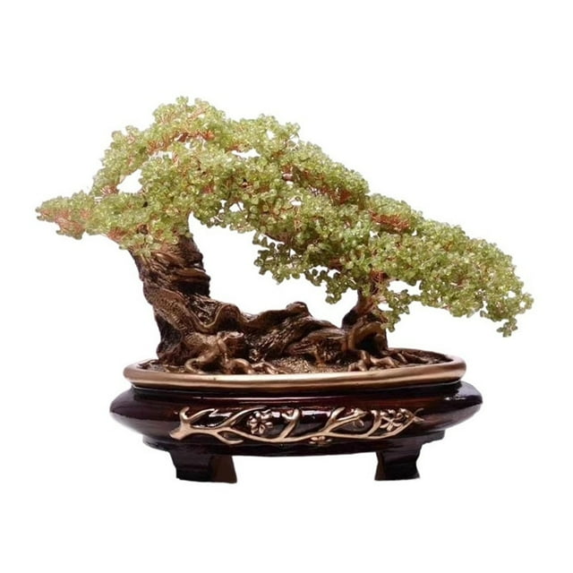 Bonsái de árbol de dinero de cristal for riqueza, fortuna y suerte, adorno for enfriador de vino en casa.