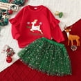 thumbnail image 2 of Jamsmile Toddler Girls Outfits Sets Christmas Long Sleeve Embroidery Pullover Tops + Tulle Skirts Girl Xmas Princess Outfits, 2 of 8