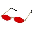 thumbnail image 4 of Vintage Small Narrow Rimless Oval Geometric Gold Diamond Hexagon Shape Mirrored and Color Tinted Sun Glasses, 4 of 4