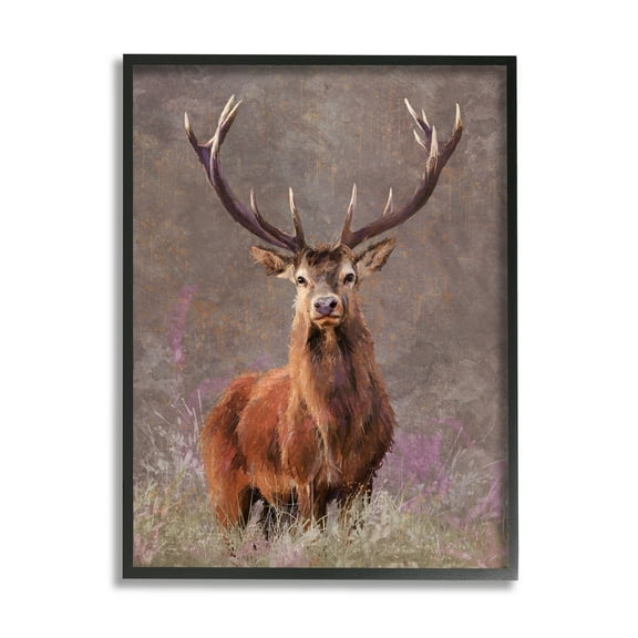 Stupell Elk Portrait Forest Grove Animals & Insects Painting Black Framed Art Print Wall Art
