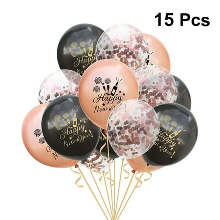 HONITANO 15Pcs Round Balloons in Black and Rose Gold for Party Organizers Decorations