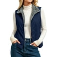 thumbnail image 3 of Mittory Women Reversible Fleece‑Lined Quilted Vest, Sleeveless Full‑Zip Stand Collar Outerwear with Side Pockets, 3 of 6