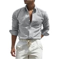 thumbnail image 4 of Ceisia Men's Slim Fit Long Sleeve Striped Button-Down Shirt Casual Summer Beach Top Black L Gifts, 4 of 5