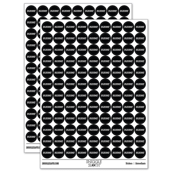 Summer Fun Text 200  Round Stickers - Black - Gloss Finish - 0.50" Size