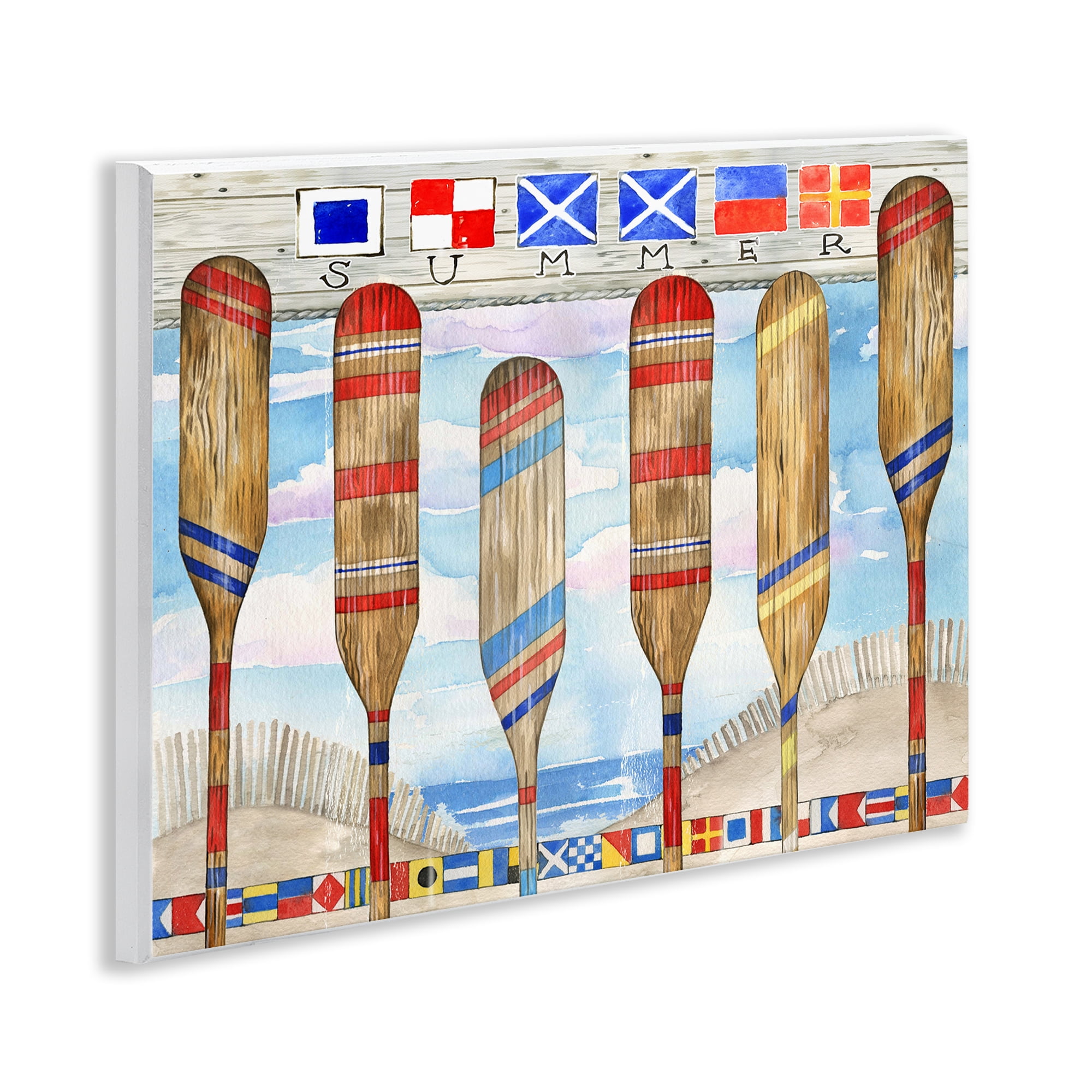 Stupell Industries Nautical Flags & Paddles Nautical & Beach Painting Unframed Art Print Wall Art, 14 x 11
