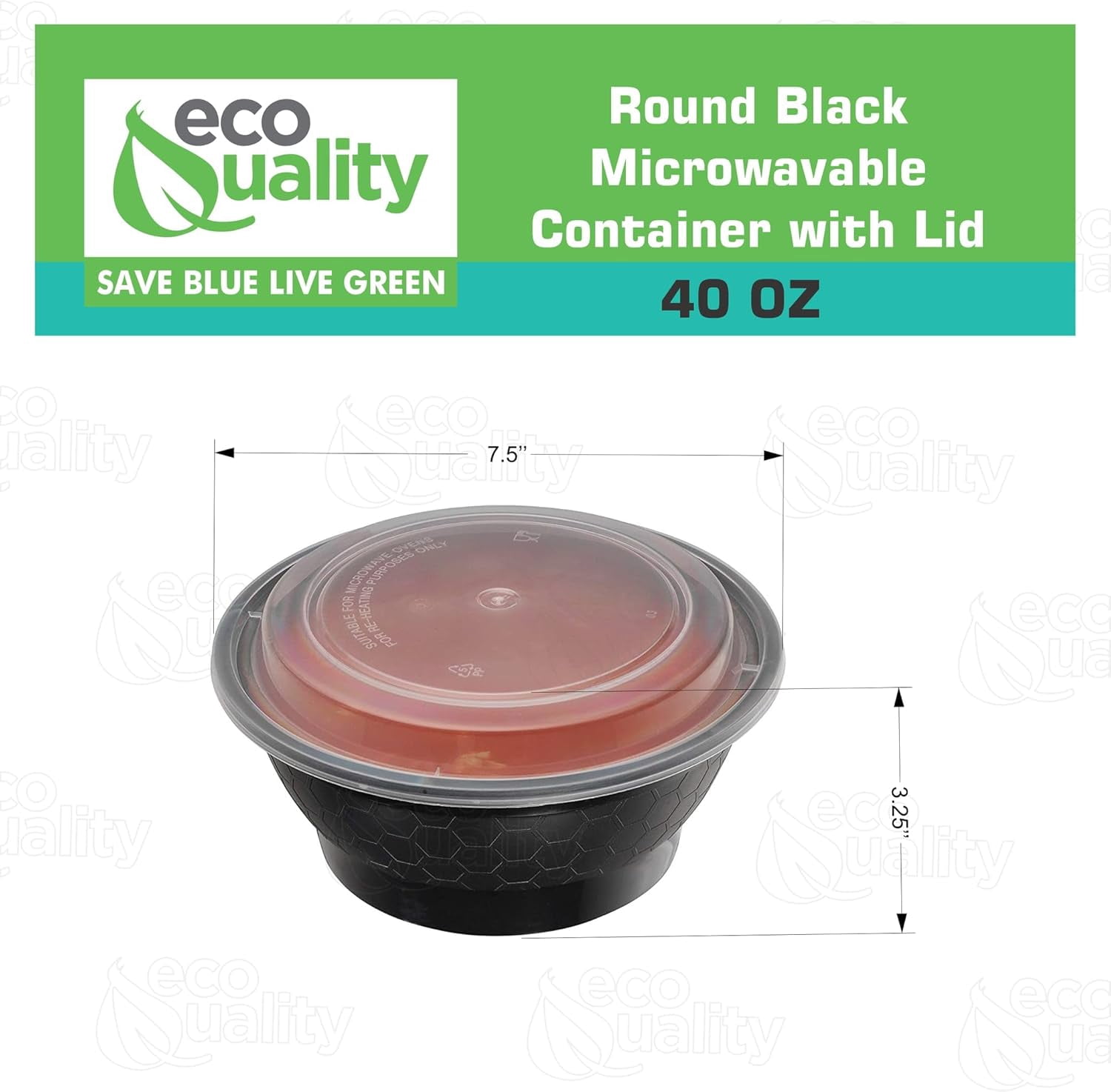 Meal Prep Containers 40oz Round Bowls with Lids, Disposable Food Storage Bento Box, Microwavable, Premium Bowl, Stir Fry, Ramen, Soup | Lunch Box | BPA Free | Freezer / Dishwasher Safe (Black, 50)