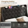 thumbnail image 3 of Queen Size Bed Frame with 4 Storage Drawers & Charging Station, Upholstered Button Tufted Platform Bed with Storage Wingback Headboard, No Box Spring Needed, Easy Assembly, Black, 3 of 7