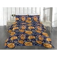 thumbnail image 2 of Ambesonne Flowers Quilted Coverlet 2 Pcs, Floral Watercolor Abstract, Twin Size, Indigo Marigold Ceil Blue, 2 of 4