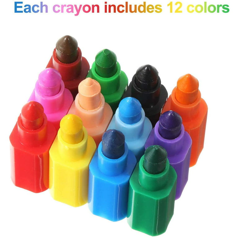 Powiller Stacking Crayons, 12 Count Stacker Pencils Crayons 144 Pcs  Coloring Set, School and Craft Supplies