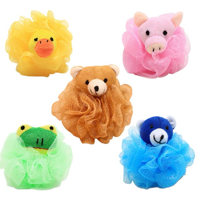 5 piezas lindo exfoliante malla puf baño esponja bola ducha lufa esponja cuerpo depurador