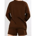 thumbnail image 4 of Mialoley Ensemble Automne 2 Pcs Mode Manches Longues Col Rond Chandail en Molleton + Shorts Tenue de Détente, 4 of 6