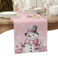 thumbnail image 3 of Table Runner 108 Inches Long for Kitchen Dining, Pink Snowman Christmas Dresser Scarf Farmhouse, Dining Table Decorations for Wedding/Parties, Xmas Pink Snowflake Winter 13 x 108 In, 3 of 9