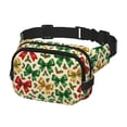 thumbnail image 3 of The Double-Layer Waist Bag Features A 6.3×9.1×2.8in Nylon Zipper And A Pull With A Zipper Compartment Festive Holiday Ribbon Bow Pattern, 3 of 8