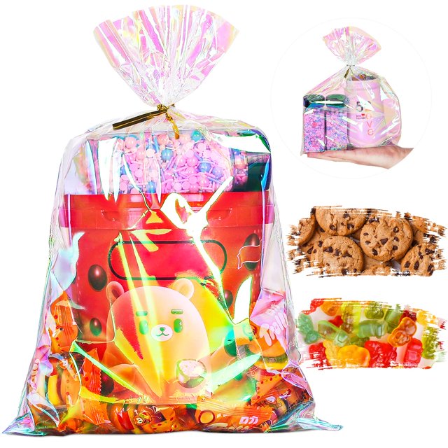 Bolsas de regalo de celofán holográficas TYRSEN, 50 unidades, 23 x 30 cm