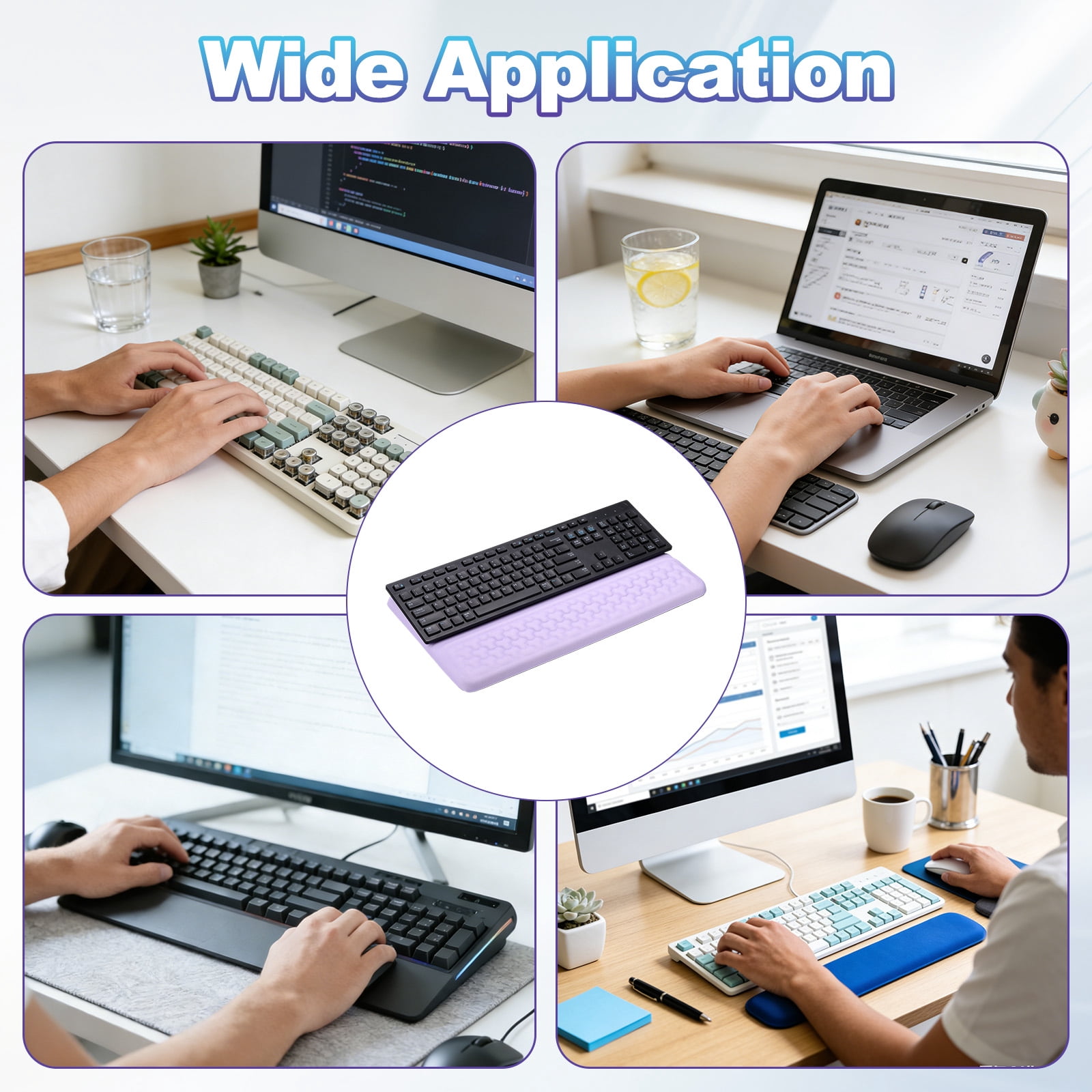Uxcell Computer Keyboard Stand with Wrist Rest, Computer Wrist Support Pad, Keyboard Stand Riser Holder Pad for Office Desk Gaming Home, Purple