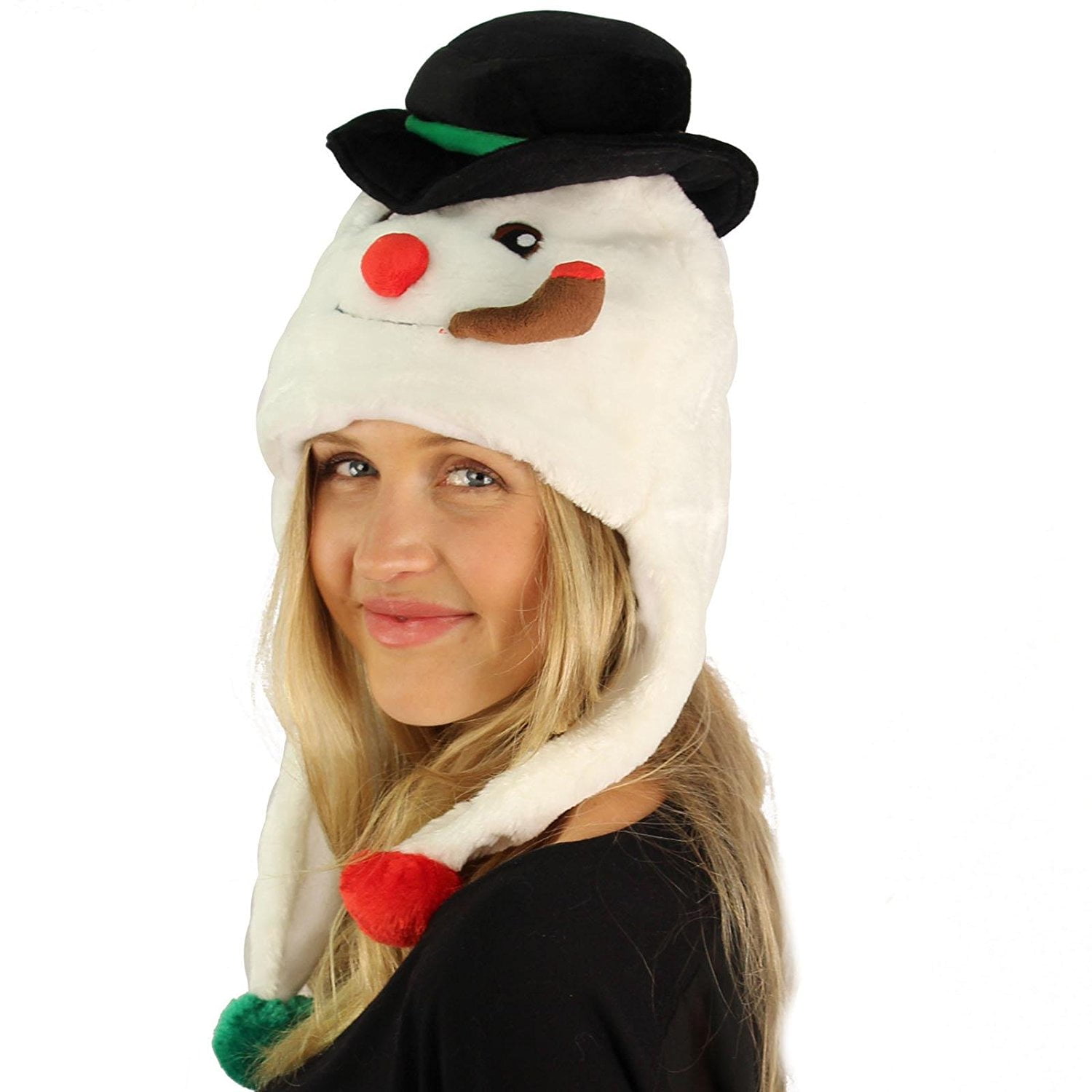 FROSTY THE SNOWMAN HAT EARFLAPS TOPHAT WINTER SHERPA HOLIDAY FUN SUPER CUTE!! 