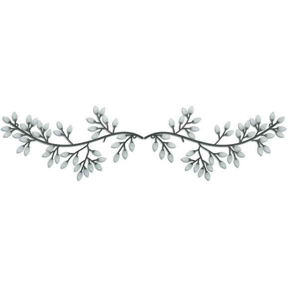 2 Pieces Metal Tree Leaf Wall Decor Vine Olive Branch Leaf Wall Art Wrought Iron Scroll Sculptures Above the Bed, Living Room, Outdoor Decoration
