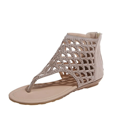 

Hvyesh 2024 Women s Jewel Rhinestones Design Ankle High Flat Sandals Summer Flip Flops Slippers Beach Travel Shoes