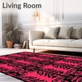 thumbnail image 2 of ODIKA 3'x5' Machine Washable Non-Slip Area Rug, Nordic Heritage Plaid Design with Winter Pine Inspired Detailing High Traffic Rug, Pink, 615254, 2 of 7