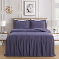 thumbnail image 2 of Chezmoi Collection Sinclair 3-Piece Ruffle Skirt Bedspread Set, Soft Lightweight French Country Chic Farmhouse Crinkle Texture Microfiber Bedding, King, Dusty Purple, 2 of 9