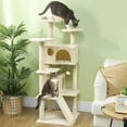 thumbnail image 2 of PawHut 54" Cat Tree Tower with Scratching Posts, Cat Condos, Beige, 2 of 10