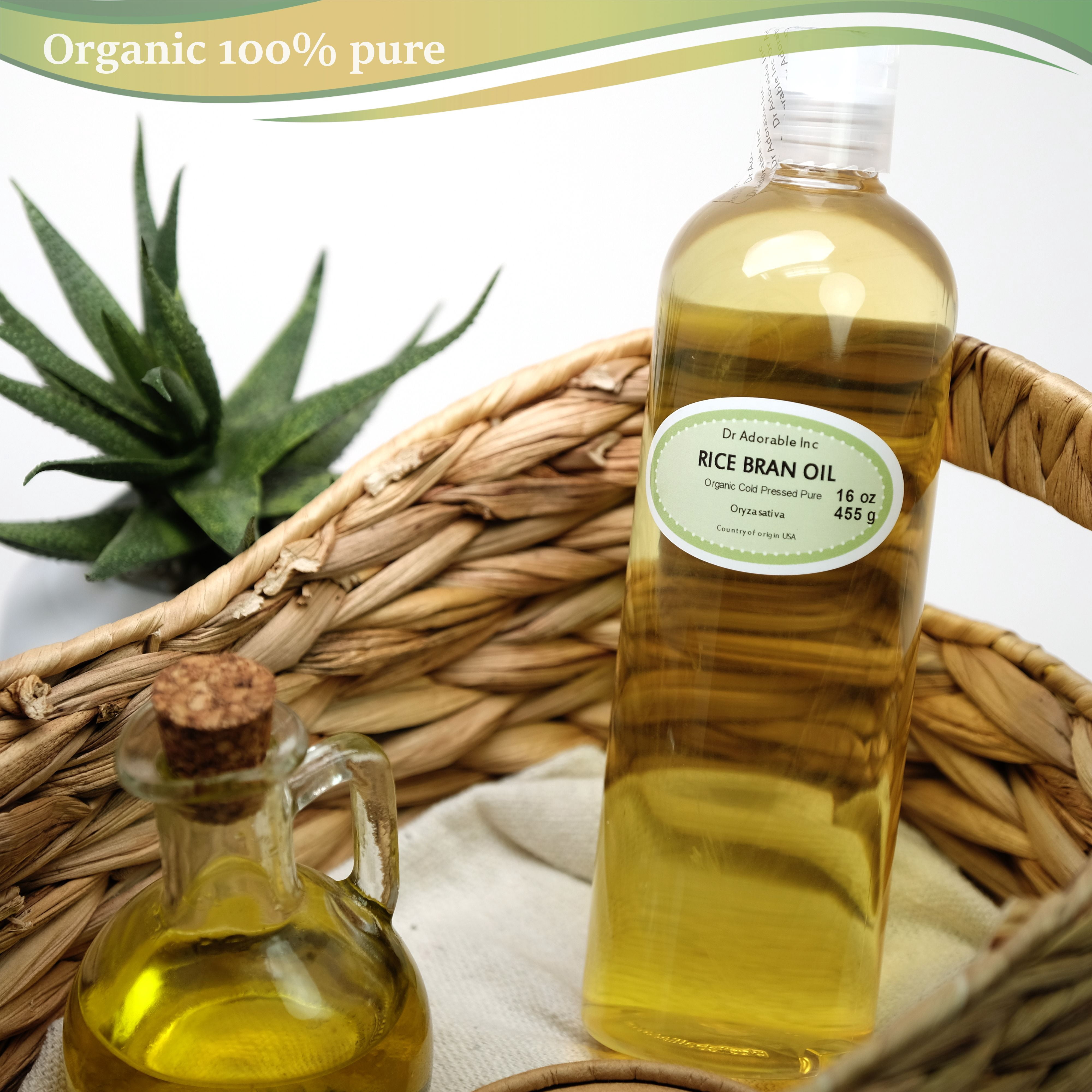 Dr. Adorable - 100% Pure Rice Bran Oil Organic Cold Pressed Moisturizing Oil For Face Skin Hair - 16 oz