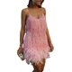 thumbnail image 2 of Vestido con borlas de plumas y lentejuelas Vestido sin mangas brillante para mujer Vestido con lentejuelas y cuello en V con flecos, 2 of 5