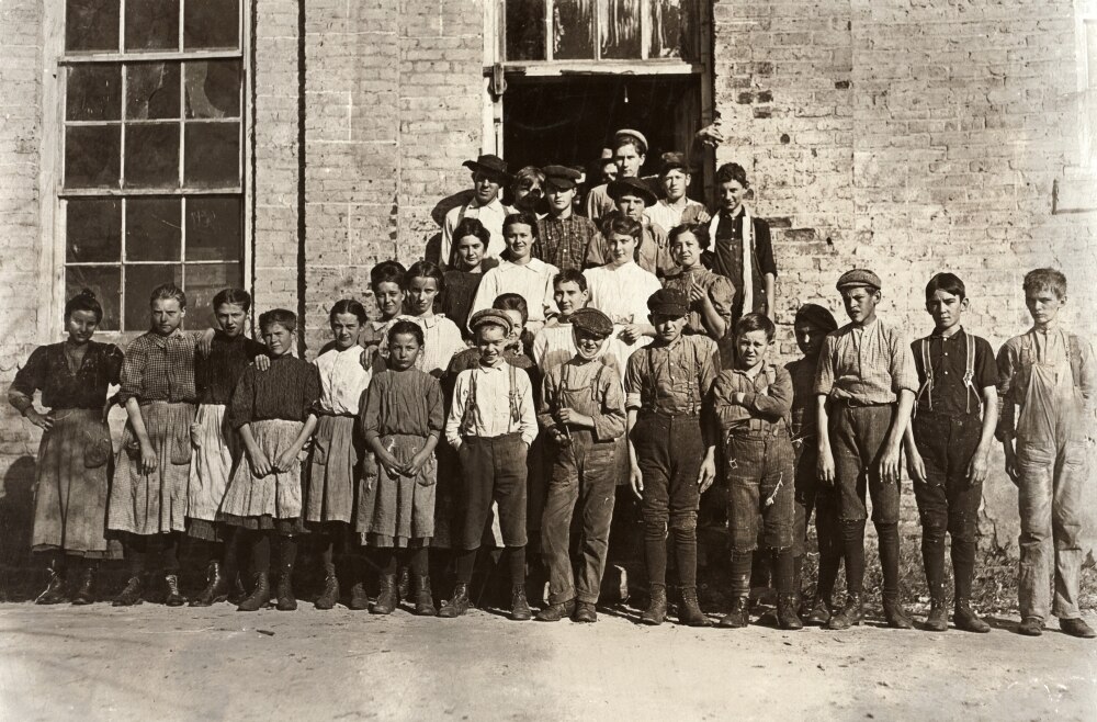 Hine Child Labor, 1908. /Na Group Of Textile Mill Workers At The Cherryville Mfg. Co In