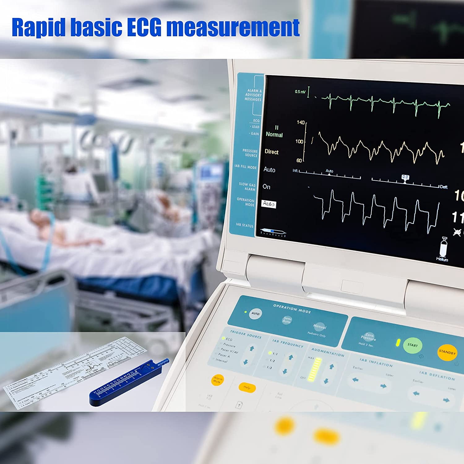2 Pack EKG Calipers EKG Ruler Card Combination Set ECG Drafting Electrocardiographs Measuring Tool for Doctors, Nurses, Medical Student(Black and Blue)